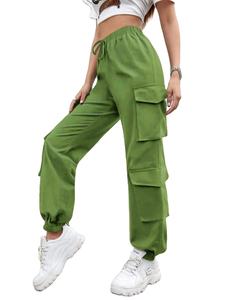 กางเกงคาร์โก้ผู้หญิงแบบหลวมรุ่นใหม่ปี 2026 ขายส่ง กางเกงวอร์มจีบพลีท กางเกงคาร์โก้ผู้หญิงแบบมีเชือกผูก มีบริการ OEM - Product Image 4