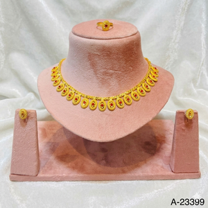 Traditional Indian Ethnic <b>Choker</b> Necklace and Earring Set with Zircon Bridal & Wedding Jewelry Gold Plated - Product Image 3