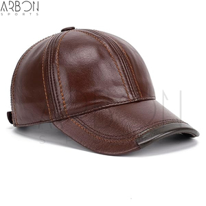 Casquettes en cuir marron brillant de qualité supérieure pour hommes, nouveau design, service OEM ODM, dernier style, logo personnalisé, best-seller - Product Image 2