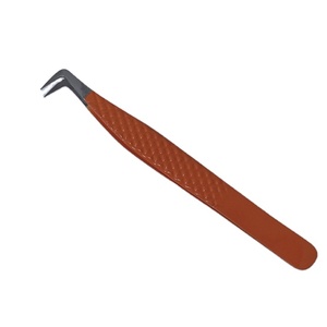 แหนบขนตาปลอมสแตนเลสคุณภาพดีตรงและโค้งแหนบขนตาด้านบนอุปกรณ์ต่อขนตา - Product Image 1