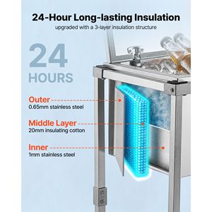 Contenitore Refrigerante da Esterno 57,7 Quarti in Acciaio Inossidabile con Ruote e Coperchio Ribaltabile - Product Image 3