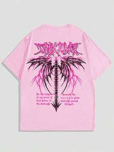 เสื้อยืดผู้ชายสีชมพูทรงเข้ารูป ระบายอากาศได้ดี เป็นมิตรกับสิ่งแวดล้อม แขนสั้น คอกลม ผ้าฝ้าย ดีไซน์โลโก้ด้านหลัง - Product Image 2