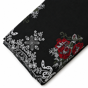 Custom <b>Embroidered</b> Denim Fabric with African Print for Abaya Kaftan Garment and Fashion Wear OEM - Product Image 1