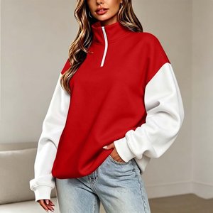 Breathable Quick Dry Women Long Sleeve Sweatshirts Casual Half <b>Zip</b> Pullover Tops Color Block Trendy Oversized Fall Sweatshirt - Product Image 2