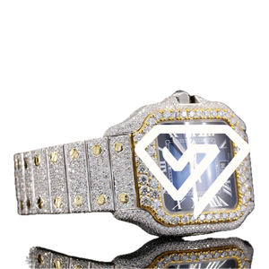 Montre automatique de luxe 41MM avec cadran romain bleu, diamants Moissanite et pavé complet en argent sterling 925 - Product Image 5