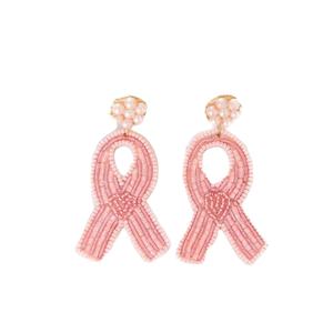 Pendientes colgantes de cinta de cuentas de semillas rosas bordadas con cuentas de moda hechas a mano con joyería llamativa de alta calidad para niña - Product Image 2
