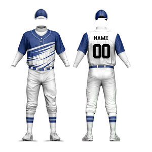 Custom Sublimated Baseball Uniforms 100% Polyester Breathable Anti-Bacterial Quick Dry UV Protection V-neck Jerseys Pants - Product Image 6
