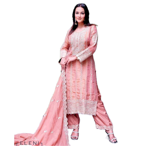 Conjunto de traje de diseñador para mujer con Secuencia de bordado pesado Work Pent y Dupatta Top - Product Image 1