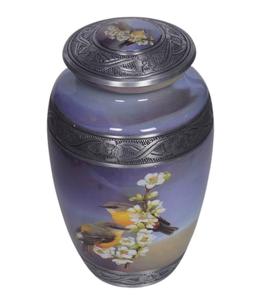 Urne funéraire religieuse en métal pour cendres d'adultes, modèle classique, couleur violet argenté, pour embaumement - Product Image 2