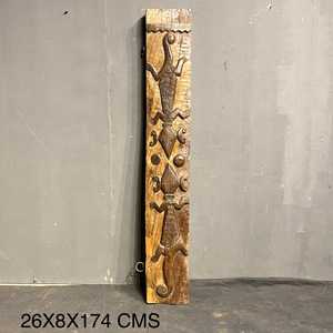 Panneau mural en bois sculpté à la main, style tribal Naga indien, décoration architecturale antique rustique pour hôtel, assortiment varié, 1 conteneur - Product Image 1