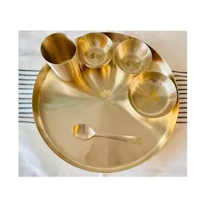 Ensemble de vaisselle en laiton fait main, style traditionnel indien, pour la restauration, la vente en gros, assiettes, bols, cuillères, pour restaurant, hôtel, traiteur, maison - Product Image 6