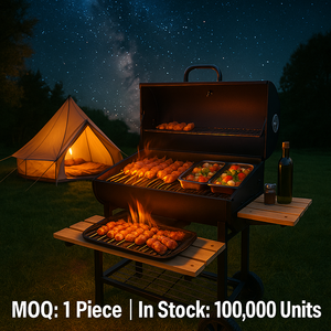 Grill Barbecue a Carbone Professionale di Lusso su Carrello, Portatile, Moderno, in Acciaio, per Esterno - Product Image 3