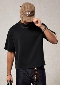 T-shirt décontracté noir à manches courtes OEM personnalisé, vente en gros, couleur unie, coton, haute qualité, streetwear d'été, fabricant - Product Image 4