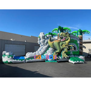 Château gonflable aquatique combiné en PVC vert marbré et gris avec toboggan aquatique, kits de réparation et souffleur inclus - Product Image 5