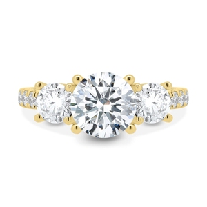 Anillo de Compromiso Clásico con Tres Moissanitas de Fabricación India para Propuestas, Bodas y Regalos Románticos, Disponible para Exportación - Product Image 1