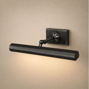 Modern Black Matte Wall Mounted <b>Vanity</b> Light Adjustable Swing Arm <b>LED</b> Bathroom Mirror Lamp Warm White 3500K Aluminum Body - Product Image 1