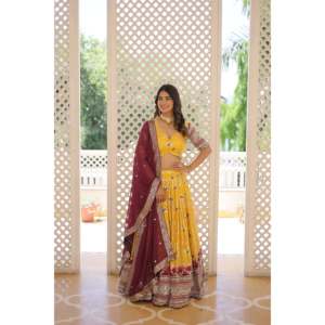 Lehenga choli & dupatta ผ้าแจ็คการ์ดวิสคอสบริสุทธิ์ - Product Image 5