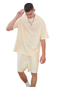 Wholesale Bulk Men's Oversized T-Shirt Shorts <b>Sets</b> 100% Cotton <b>Knitted</b> Fabric Digital Printed Letter Pattern Summer Casual Wear - Product Image 5