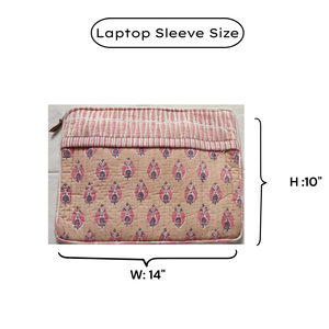 กระเป๋าใส่แล็ปท็อปผ้าฝ้ายลายควิลท์สุดหรู ซิปปิด น้ำหนักเบา บุหนานุ่ม ทำมือโดยช่างฝีมือจากเมืองชัยปุระ ลายพิมพ์บล็อก เป็นมิตรต่อสิ่งแวดล้อม ซักเครื่องได้ ใช้ได้ทุกวัน - Product Image 6