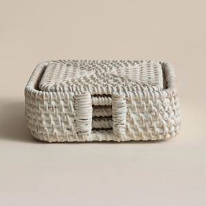 Ensemble de sous-verres en rotin tressé faits à la main avec support, idéal pour le café, le thé et les tables de bar - Vente chaude - Product Image 1