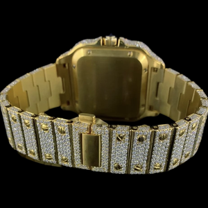 Fancy VVS Cz Diamond Square Glass Quartz Movement Luxury Stainless Steel Man's <b>Watch</b> Analog Dial Hip Hop Man's Premium Jewelry - Product Image 4