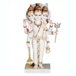 Premium Marble Dattatreya Statue | Handcrafted White Marble Lord Dattatreya Murti for Home Temple & <b>Mandir</b> | MALIYAS - Product Image 2