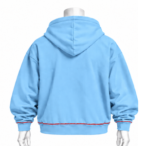 Sweat à capuche bleu ciel Indus brodé, motif floral, poche kangourou, décontracté, coupe oversize, streetwear, hiver - Product Image 2