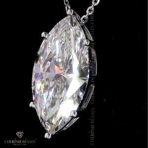 Nouveau design de collier solitaire en diamant de laboratoire taille marquise, bijoux fins en diamant avec certification IGI et clarté VVS pour femmes - Product Image 3
