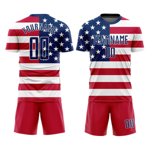 Conjunto de Camiseta de Fútbol con Diseño de la Bandera de EE. UU., Nombre del Equipo 00, Cuello Redondo, Ropa Deportiva, Conjuntos de Camisetas de Fútbol con Número de Equipo - Product Image 2