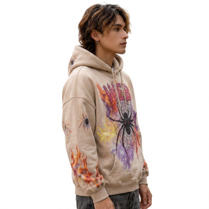 เสื้อฮู้ดดี้ปักลายใยแมงมุมแบบยูนิเซ็กซ์สำหรับฤดูหนาว ทรงโอเวอร์ไซส์ สไตล์ Y2K สตรีทแวร์ ผ้าฝ้ายฟลีซ มีกระเป๋าจิงโจ้ - Product Image 4