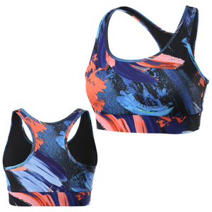 Sujetador deportivo sencillo de talla grande para mujer, top corto transpirable de nailon y elastano sublimado para yoga y fitness, ropa deportiva frontal activa - Product Image 1