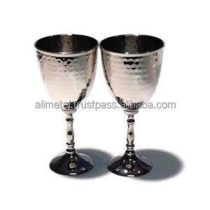 Customisable metal stainless steel hammered <b>goblet</b> red wine <b>glass</b> for drink ware or cocktail <b>glass</b> and vodka martini <b>glass</b> - Product Image 1