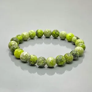 Natural Serpentine 8mm Smooth Round AA Grade Gemstone Beads <b>Stretch</b> <b>Bracelet</b> Healing Jewelry Wholesale - Product Image 4