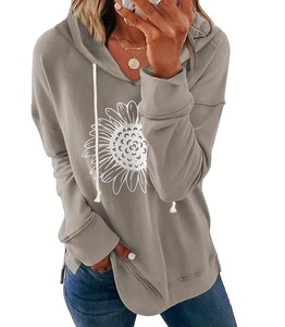 Service OEM – Sweat à capuche personnalisable pour femme, 100 % coton, manches longues, col tombant, imprimé, confortable, hiver - Product Image 2