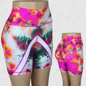 กางเกงขาสั้นเอวสูงสำหรับผู้หญิงกางเกงขาสั้นสำหรับขี่จักรยานกางเกงวิ่งออกกำลังกายโยคะผ้าโพลีเอสเตอร์พิมพ์ลายตามสั่ง - Product Image 1