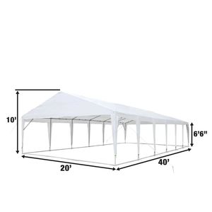 Tenda per feste da esterno per impieghi gravosi 20FT X 40FT per matrimoni, in tessuto telonato PE, con tetto a punta di 6FT 6" e soffitto a punta di 10FT, telaio TMG PT2040A - Product Image 3