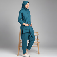 Unisex Tıbbi Forma Takımı Uzun Kollu Üniforma İki Cepli Üst Pantolon Hastane Klinik İş Kıyafeti Dokuma Polyester/Pamuk Yumuşak Baskılı