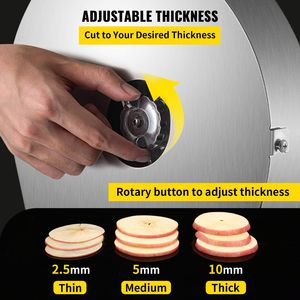 Electric Food Slicer 10-Inch Manual <b>Vegetable</b> & Fruit Cutter 0-0.4 Adjustable Thickness Fruit Slicer Machine Removable <b>Stand</b> - Product Image 4