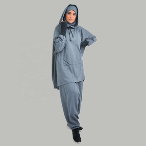 Combinaison de sport à capuche légère, Robe Hijab musulmane, vêtements de prière Eid Jilbab Abaya, longue Khimar, couverture complète, doux et extensible, grande Robe - Product Image 3