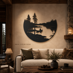 Arte de Pared de Hierro, Escena de Montaña y Lago, Decoración Contemporánea, Escultura Metálica para Interiores y Exteriores - Product Image 4