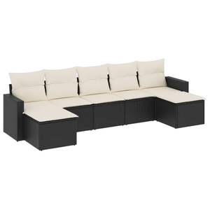 Ensemble de canapés de jardin modulaires en rotin PE blanc crème et noir, 7 pièces - Product Image 2