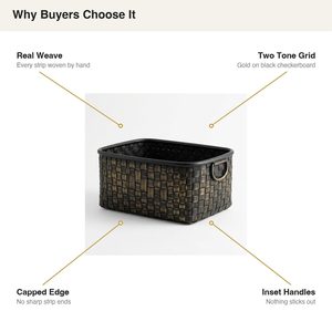 Handmade 30 cm Iron Wire <b>Basket</b> Black and Gilt Real Weave Woven Strip Elegant Home Decor Hotel Wedding <b>Table</b> <b>Basket</b> - Product Image 5