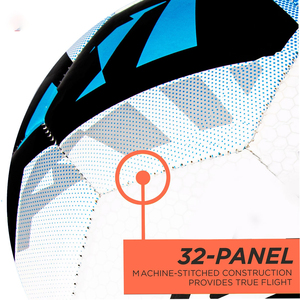 Ballon de football OEM, blanc, bleu, noir, motif entraînement, durable, gonflé, emballage officiel, taille 5, toucher doux - Product Image 5
