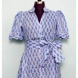 Vestido Midi de Algodón para Mujer con Estampado Floral, Cuello en V, Manga Corta, Estilo Boho, para Bodas, Fiestas Casuales, Traje de Baño, Vestido con Cordones - Product Image 4