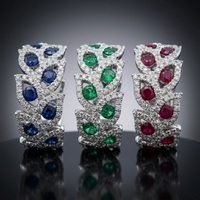 Bague Feuille Botanique 18K en Or Véritable Certifié avec Émeraude Naturelle et Diamant, Alliance de Mariage Motif Vigne Entrelacée, Pierre Précieuse Verte