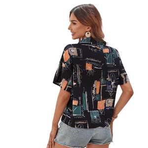 Haut ample en rayonne pour femme, style coréen décontracté, à manches courtes, coupe ample, idéal pour l'été - Product Image 2