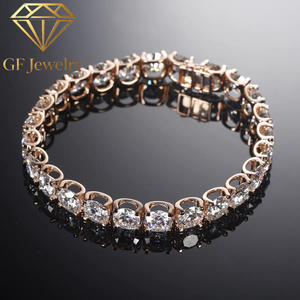Pulsera de tenis de lujo con diamantes cultivados en laboratorio y engaste de bisel, oro rosa de 18K, joyería fina para aniversarios y ocasiones especiales - Product Image 2