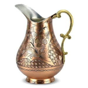 Pichet en cuivre avec finition martelée, design vintage, carafe à eau en métal pour les fêtes, pichet en cuivre pur en promotion - Product Image 2