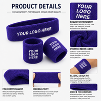 Ensemble de bandeaux et de bracelets en tissu éponge personnalisés avec logo brodé pour la gym, le fitness, la course à pied, cadeaux promotionnels