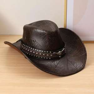 Compre en Línea Sombreros y Gorras de Cuero Puro, Sombreros de Vaquero Estilo Europeo, Precio al por Mayor - Product Image 6